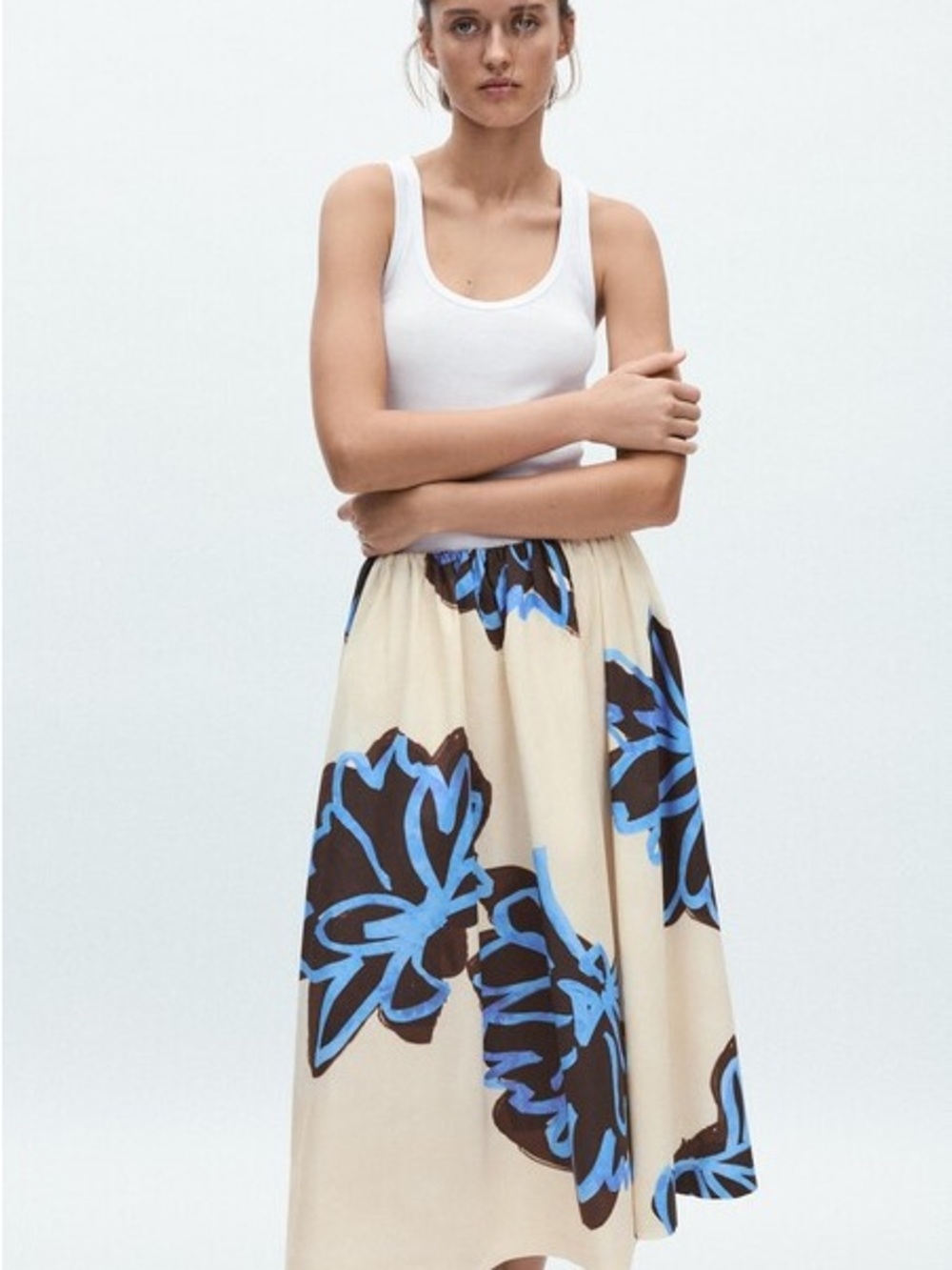 ZARA• gathered midi skirt
